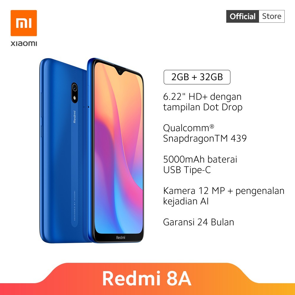 C10-REDMI 8A RAM 2GB ROM 32GB 5000MAH MERK REDMI PER UNIT