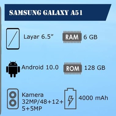 C10-SAMSUNG GALAXY A51 RAM 6GB ROM 128GB 4000MAH MERK SAMSUNG PER UN 2