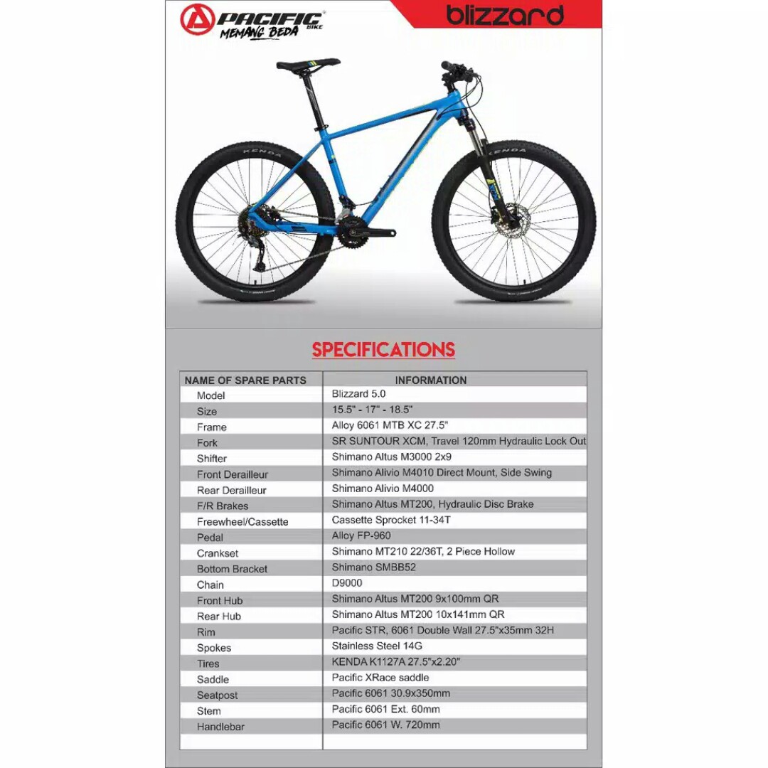 C10-SEPEDA PACIFIC-275 MTB PC BLIZZARD 50 MERK PACIFIC PER UNIT