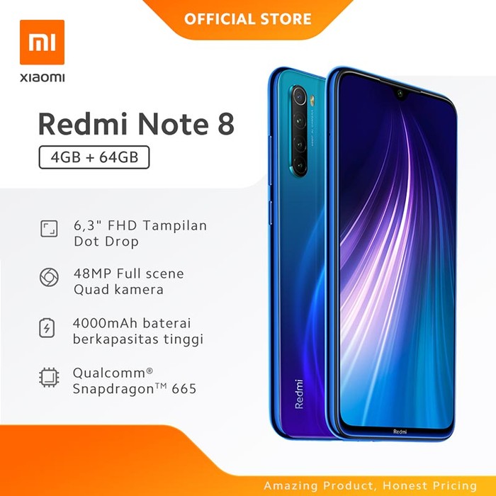 C10-XIAOMI NOTE 8 RAM 4GB ROM 64GB 4000MAH MERK XIAOMI PER UNIT