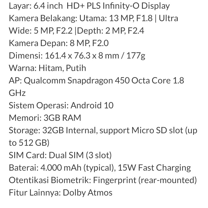 C12-SAMSUNG GALAXY A11 RAM 3GB ROM 32GB 3