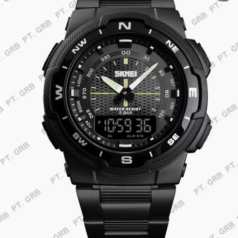 C3-- JAM TANGAN PRIA ANALOG SKMEI 1370 BLACK WATER RESISTANT MERK - PE 2