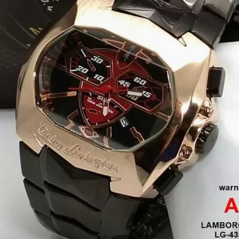 C3-- JAM TANGAN PRIA LAMBORGHINI E2156 RANTAI STAINLESS  MERK - PER UN 2