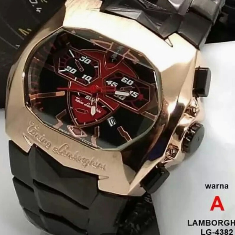 C3-- JAM TANGAN PRIA LAMBORGHINI E2156 RANTAI STAINLESS  MERK - PER UN 3