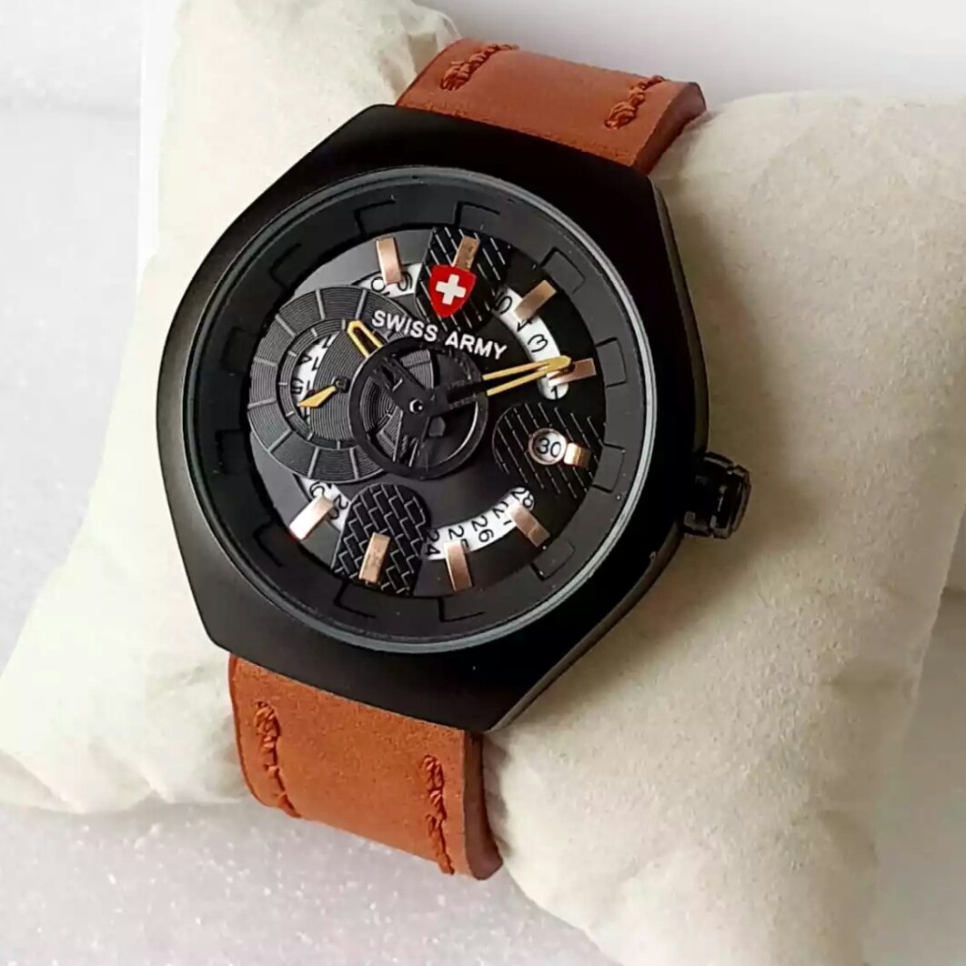 C3-- JAM TANGAN PRIA SWISS ARMY LEATHER SA6362M MERK - PER UNIT 2