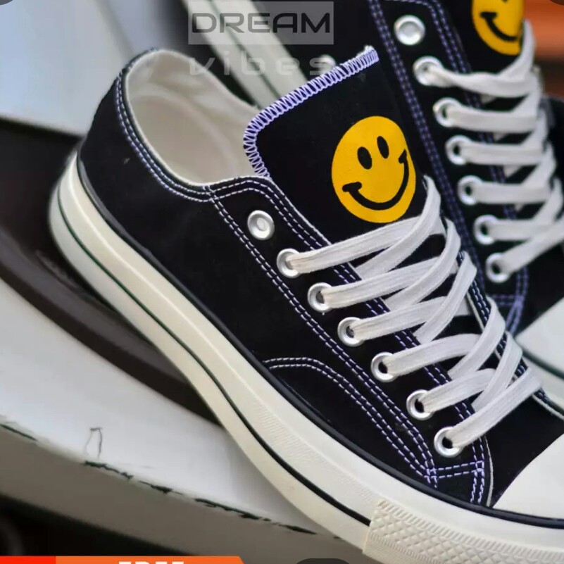 C3-- SEPATU PREMIUM CONVERSE ALL STAR MOTIF SMILEY 70S LOW MERK - PER