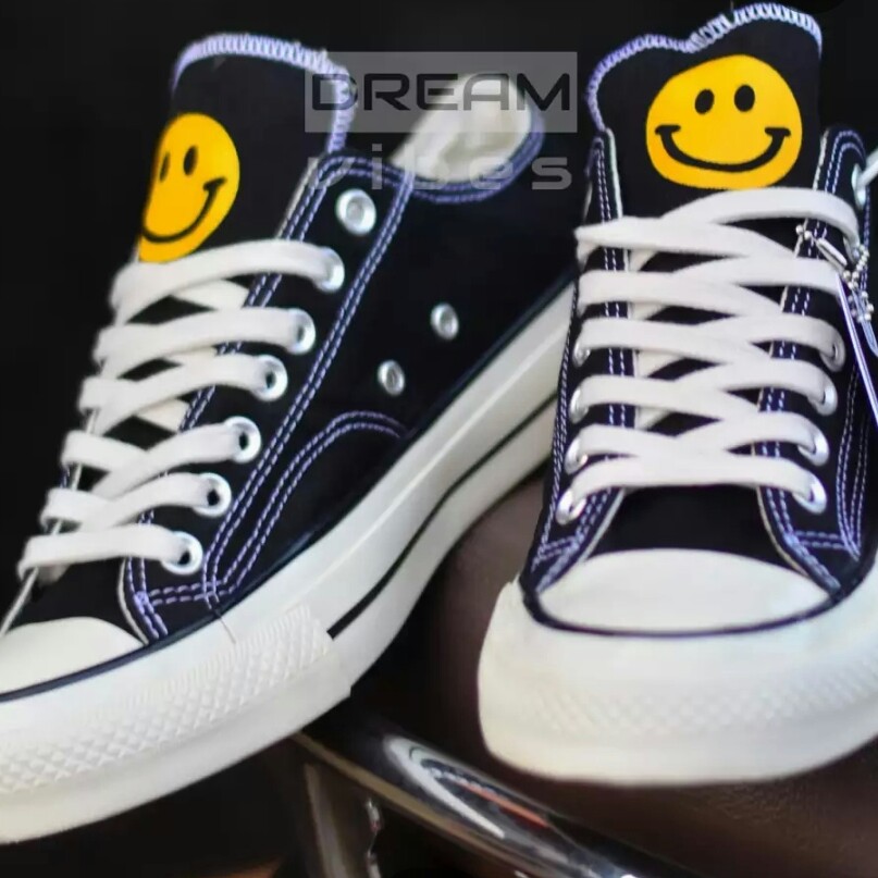 C3-- SEPATU PREMIUM CONVERSE ALL STAR MOTIF SMILEY 70S LOW MERK - PER 2