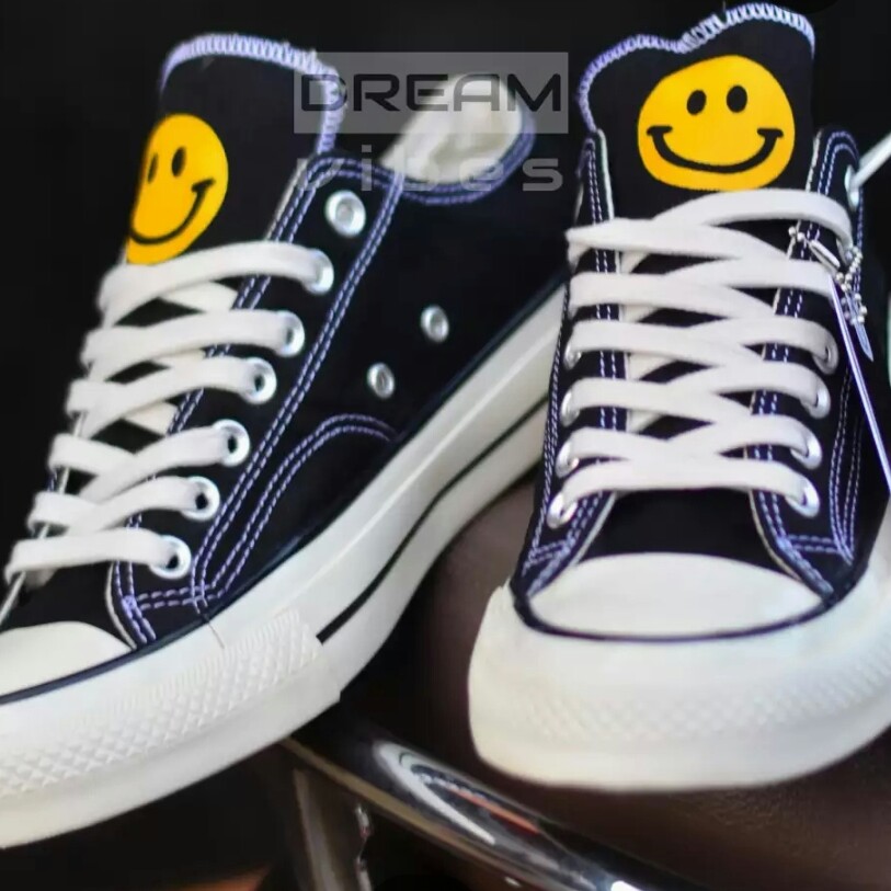 C3-- SEPATU PREMIUM CONVERSE ALL STAR MOTIF SMILEY 70S LOW MERK - PER 2