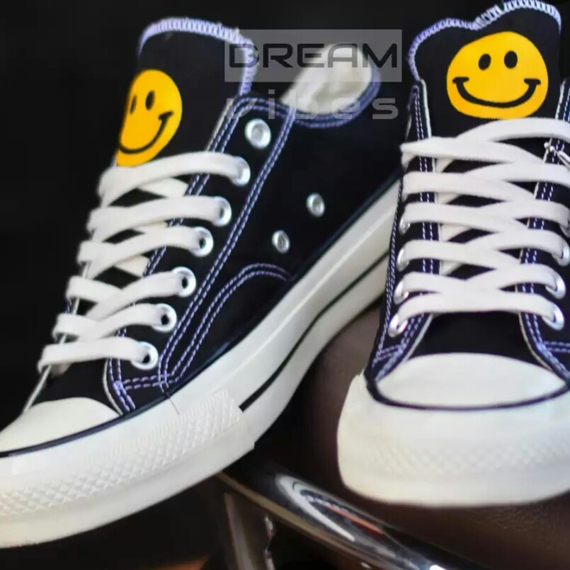 C3-- SEPATU PREMIUM CONVERSE ALL STAR MOTIF SMILEY 70S LOW MERK - PER 3