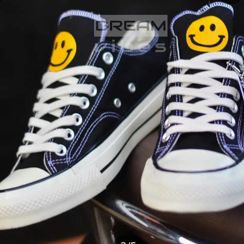 C3-- SEPATU PREMIUM CONVERSE ALL STAR MOTIF SMILEY 70S LOW MERK - PER 3