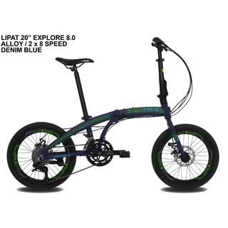 C3-SEPEDA LIPAT 20 EXPLORE 80 ALLOY  2X8 SPEED MATTE BLACK MERK EXO