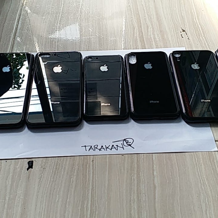 CASE IPHONE GLASS ORIGINAL BLACK MARMER KACA TEMPERED