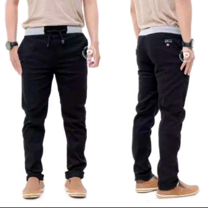 CELANA Pria SLIMFIT Panjang chino KERJA HARIAN HITAM MOCCA ABU 3