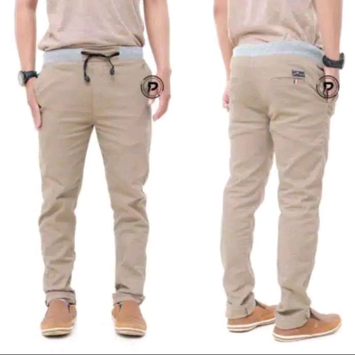 CELANA Pria SLIMFIT Panjang chino KERJA HARIAN HITAM MOCCA ABU 4