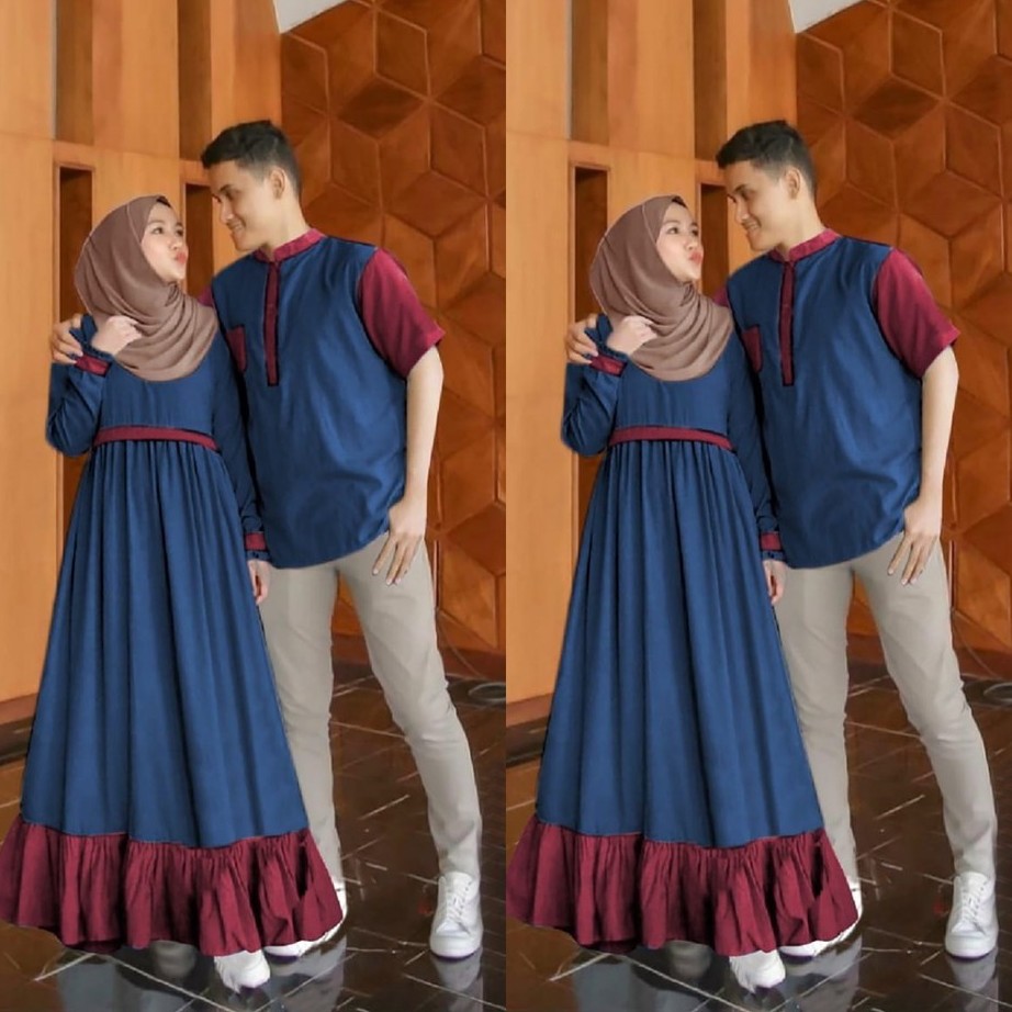 COUPLE ARON  SET MOSCREPE PREMIUM CP ARON TERMURAH BAJU PASANGAN