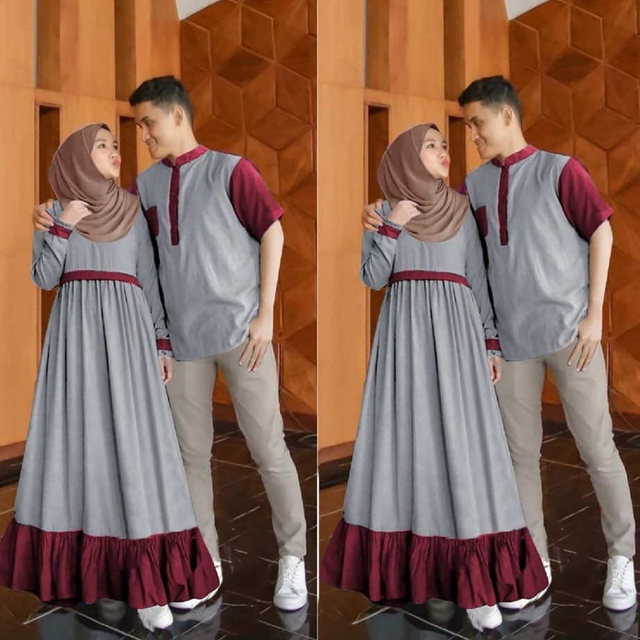 COUPLE ARON  SET MOSCREPE PREMIUM CP ARON TERMURAH BAJU PASANGAN 2