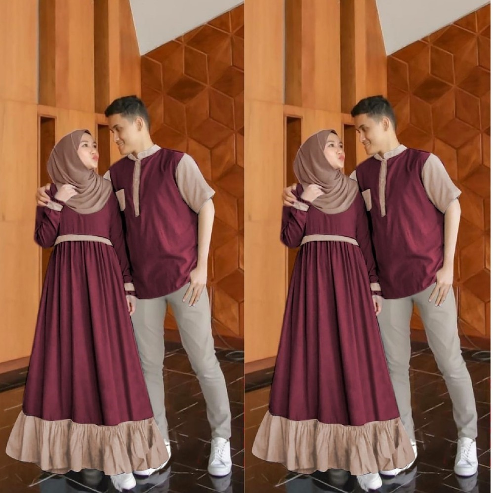 COUPLE ARON  SET MOSCREPE PREMIUM CP ARON TERMURAH BAJU PASANGAN 3