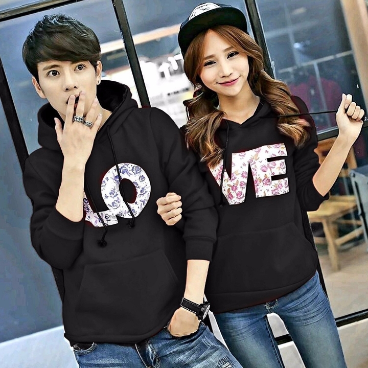 COUPLE HOODIE LOVE BLACK