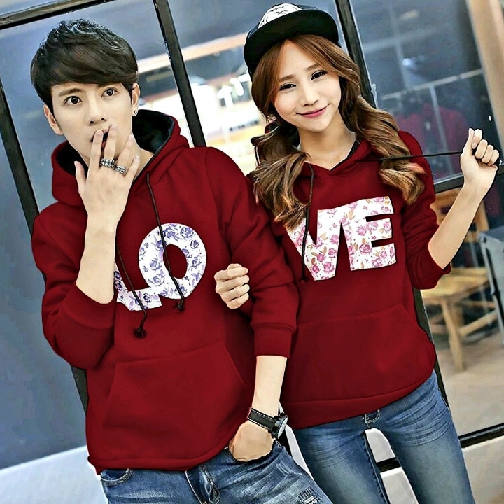 COUPLE HOODIE LOVE MAROON