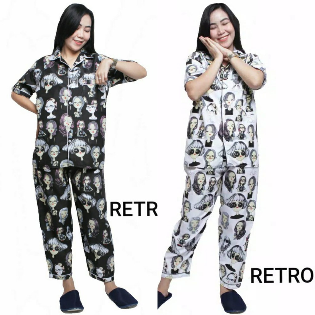 CP RETRO -PIYAMA MOTIF RETRO - BAJU TIDUR WANITA