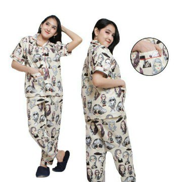 CP RETRO -PIYAMA MOTIF RETRO - BAJU TIDUR WANITA 2