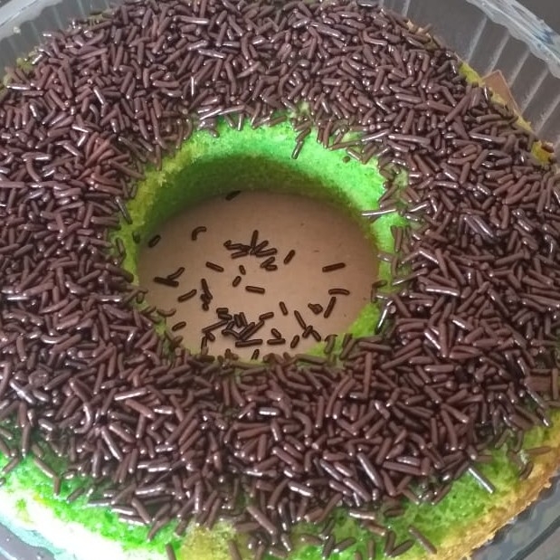 Cake Bolu Pandan Toping Coklat