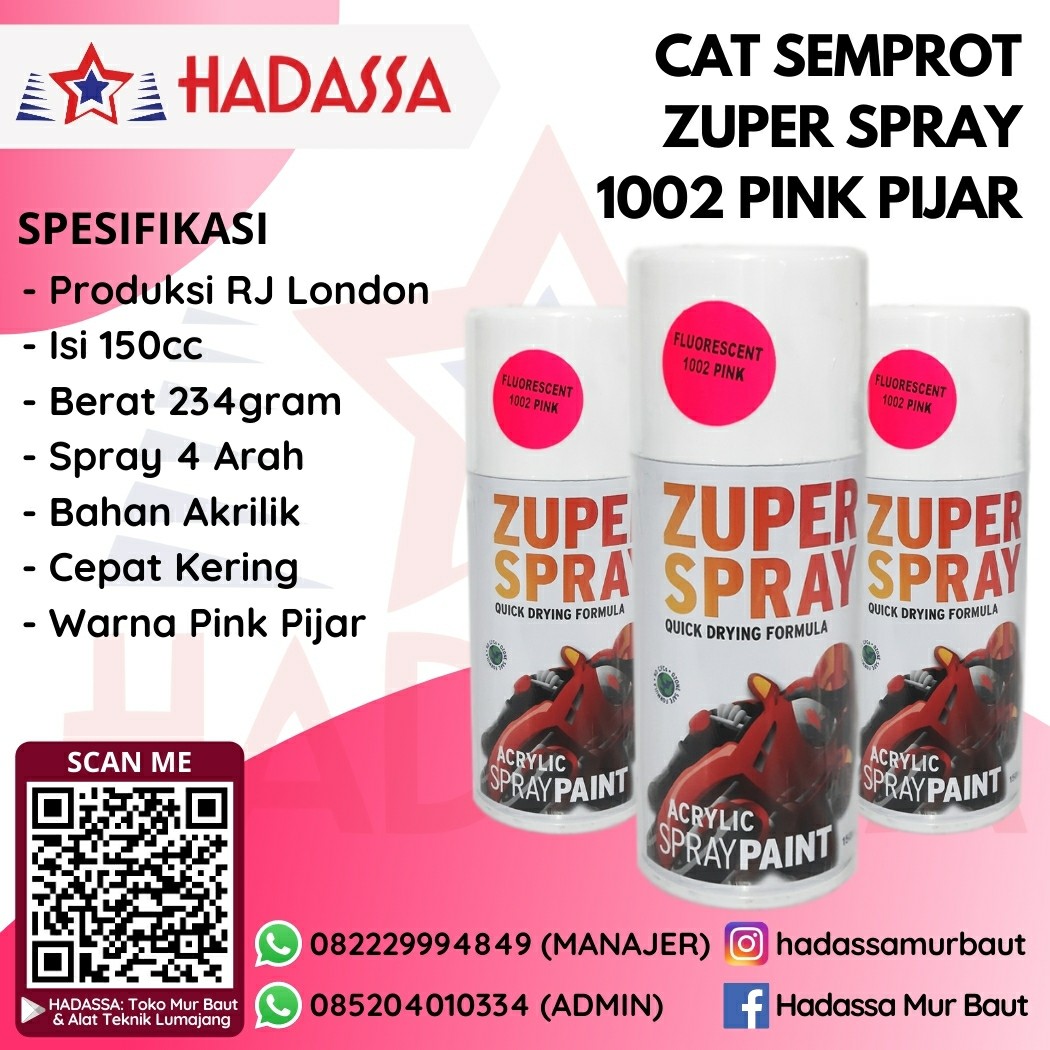 Cat Semprot Zuper Spray 1002 Pink Pijar