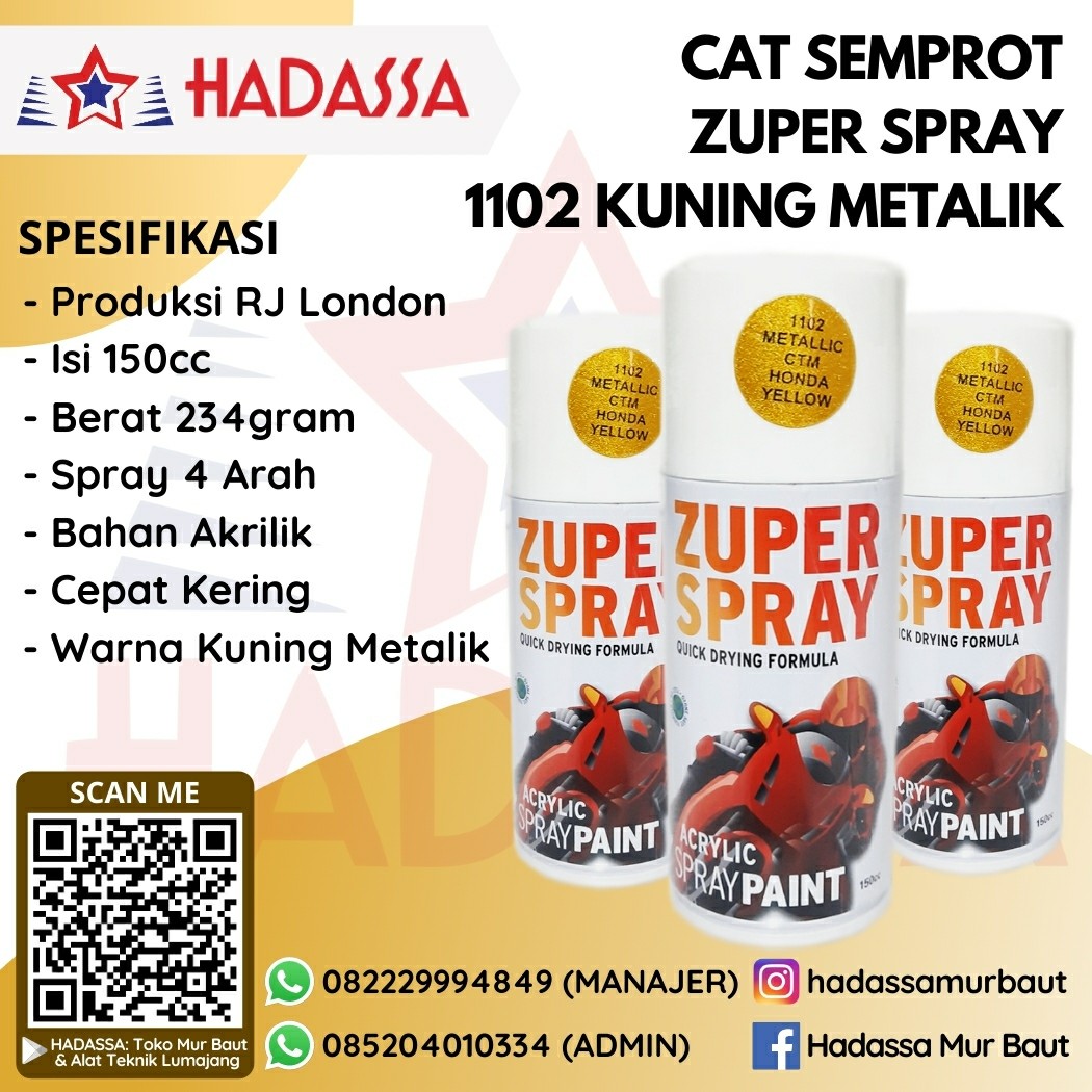 Cat Semprot Zuper Spray 1102 Kuning Metalik