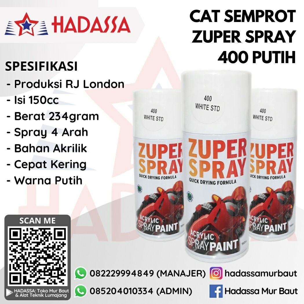 Cat Semprot Zuper Spray 400 Putih