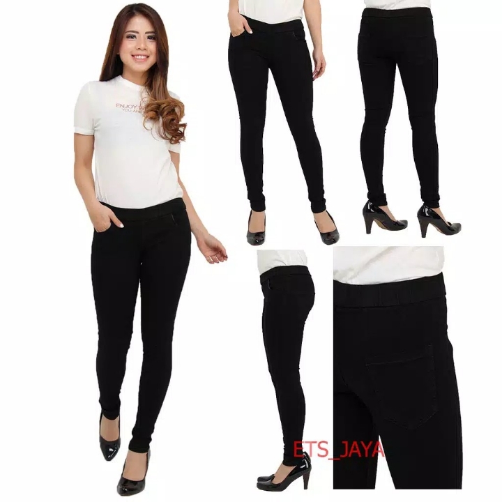 Celana Legging Jeans Wanita ETS  Jogger Pinggang Karet Jegging Jeans 4