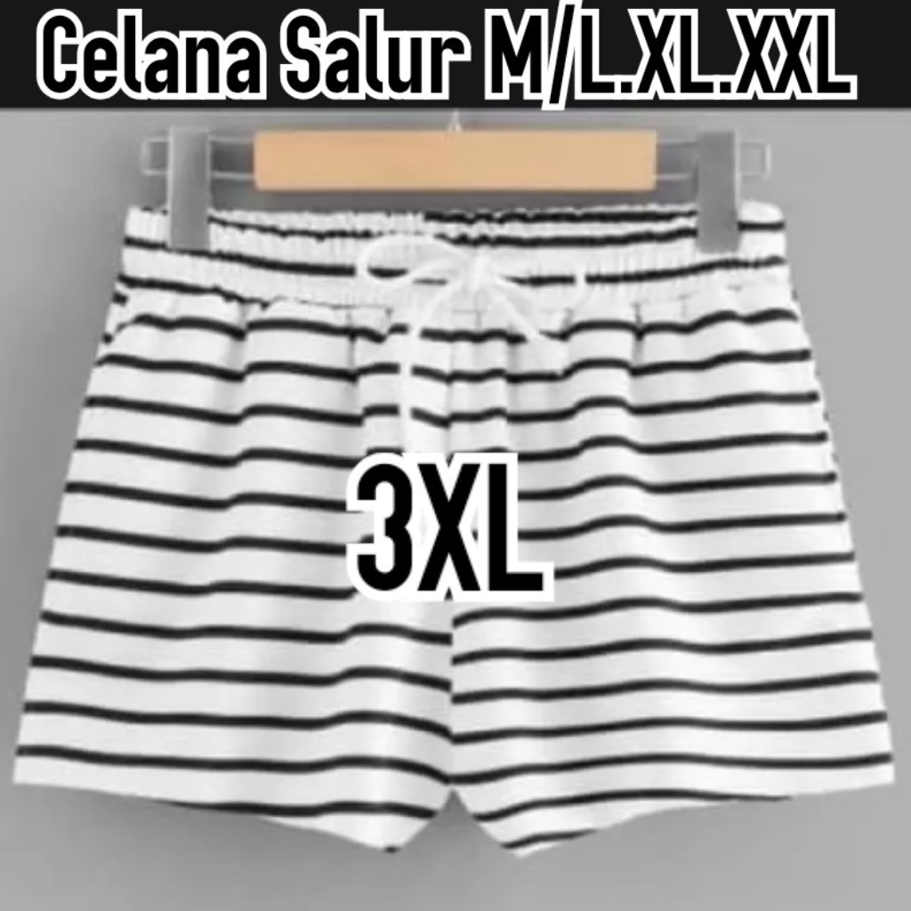 Celana Pendek Hotpants Salur Wanita All Size L-3XL 3