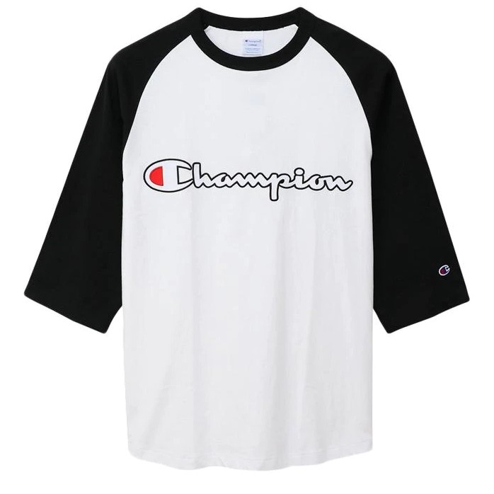 Champion Raglan T-Shirt Pria - Black White C3-P405 4