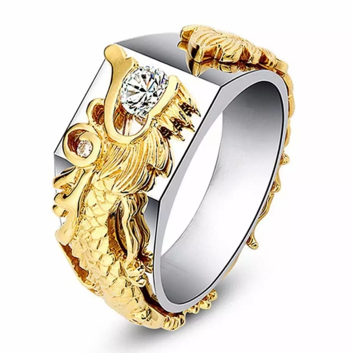 Cincin Naga Di Lapisan Gold Berlian Size 