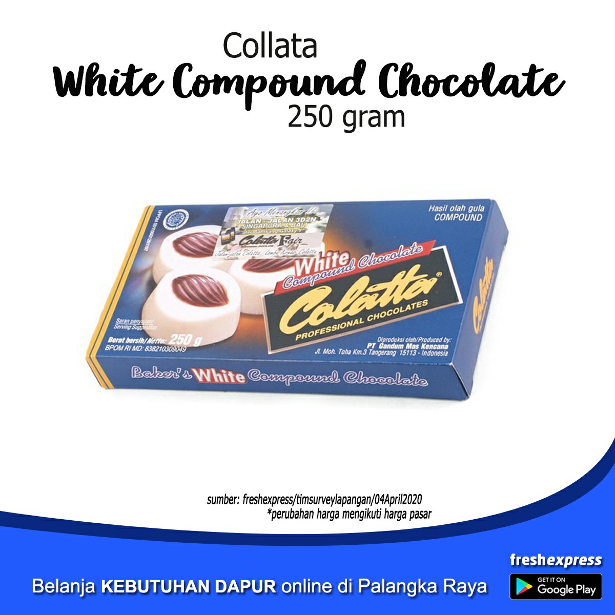 Cokelat Batang Collata - White Compound Chocolate 250 Gram