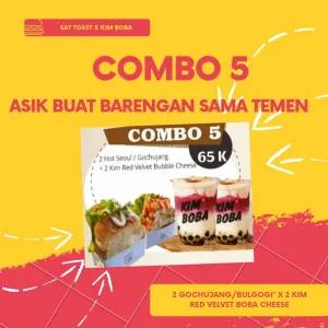 Combo 5 2 Bulgogi atau Gochujang Toast 2 Kim Red Velvet Boba Cheese 