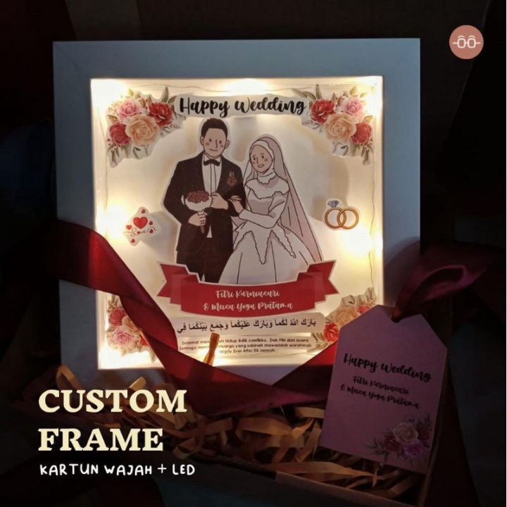 Custom Frame Pop Up Kartun Ilustrasi Kado Wisuda Pernikahan Ulangtahun