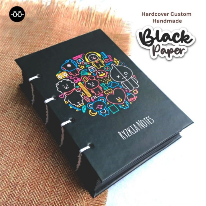 Custom Notebook HARDCOVER HVS Hitam Polos 80 gsm