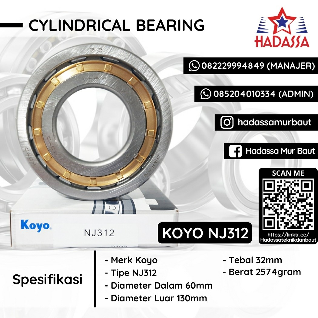 Cylindrical Bearing Koyo NJ312