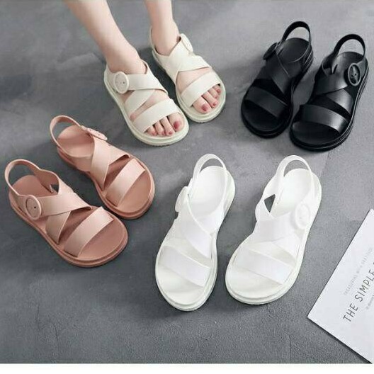 D5000 Sandal Devi Sendal Polos Wanita Bahan Jelly Sol