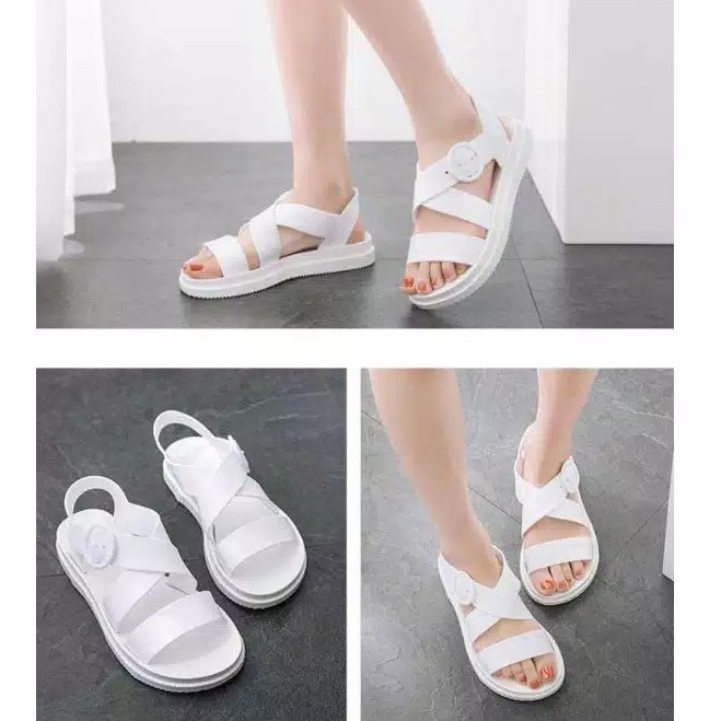 D5000 Sandal Devi Sendal Polos Wanita Bahan Jelly Sol 4