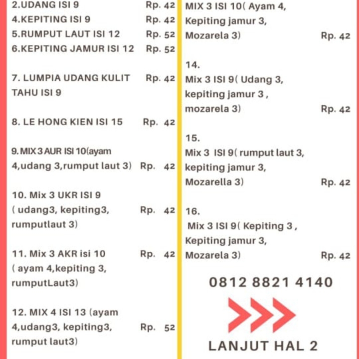 DAFTAR MENU Mix SENDIRI Dimsum 2