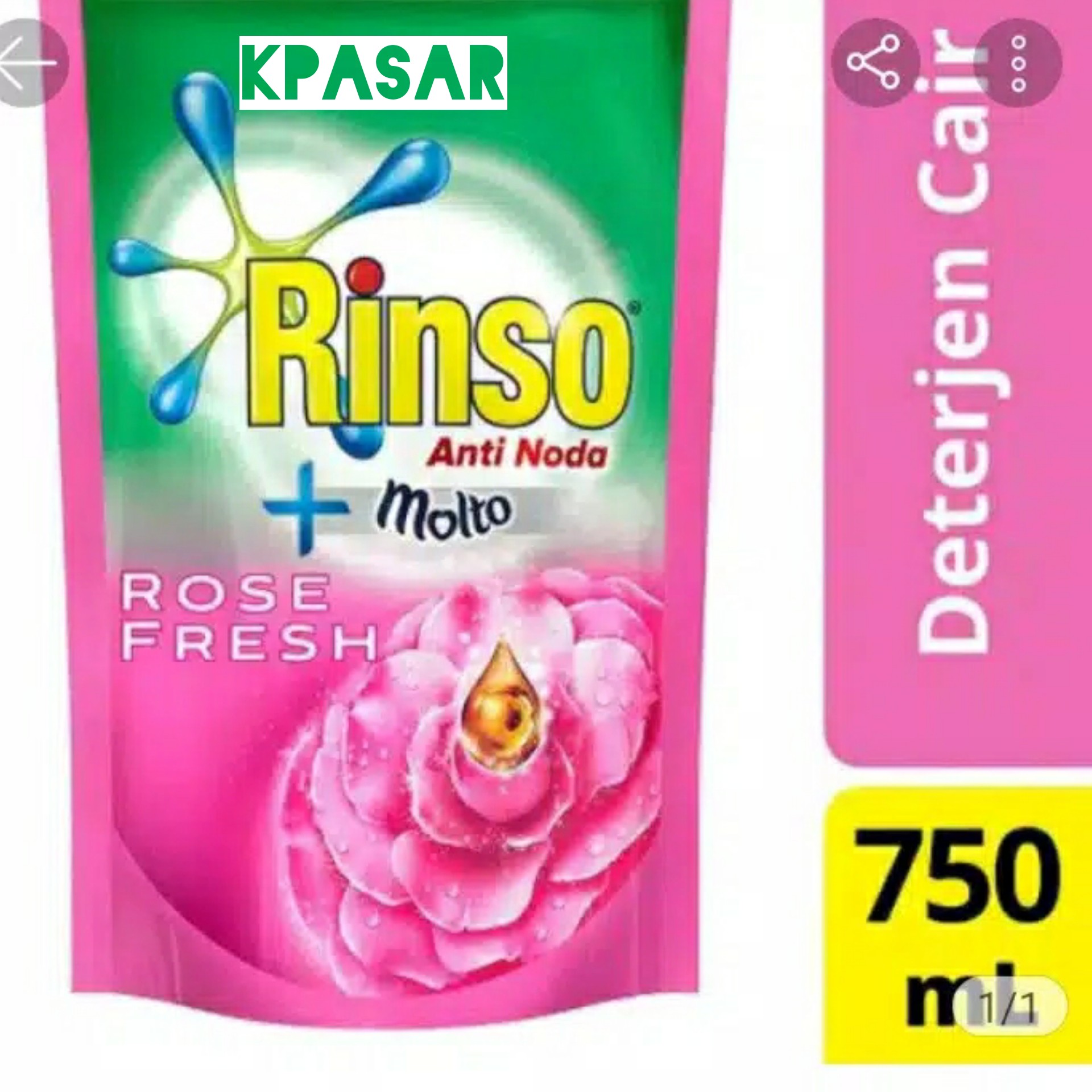 DETERJEN RINSO CAIR ANTI NODA KEMASAN 750ML