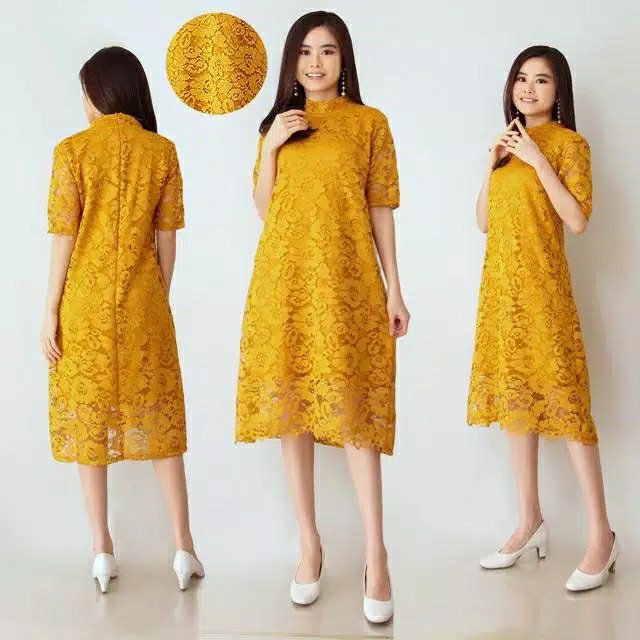 DIJAMIN REALPICT  -  Dress Lolo Lace Brukat Tulang Corneli Tebal 4