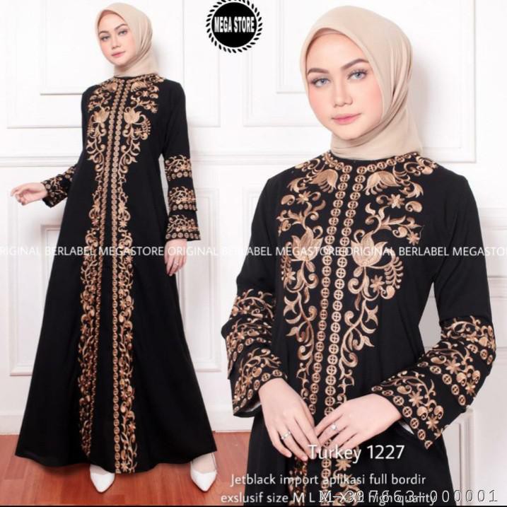 DRESS MUSLIM WANITA MOTIF BORDIR