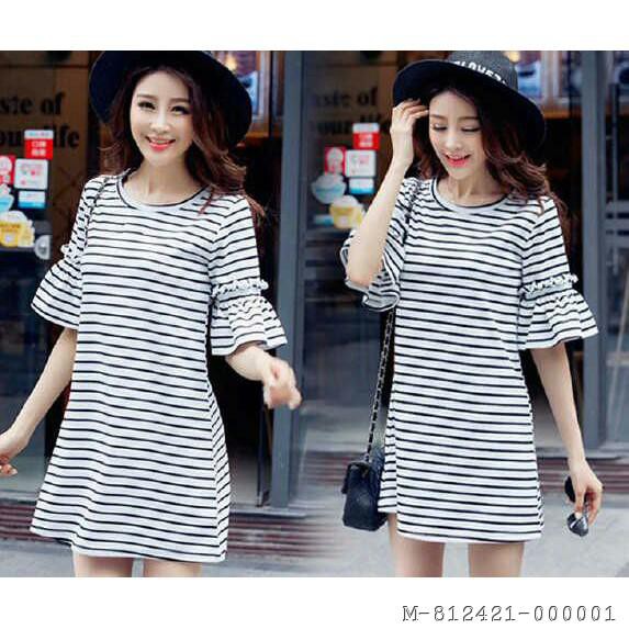 DRESS SALUR LENGAN REMPEL