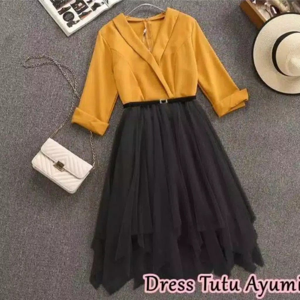 DRESS TUTU AYUMI STELAN FASHION MUSLIM TERBARU PAKAIAN WANITA TERMURAH