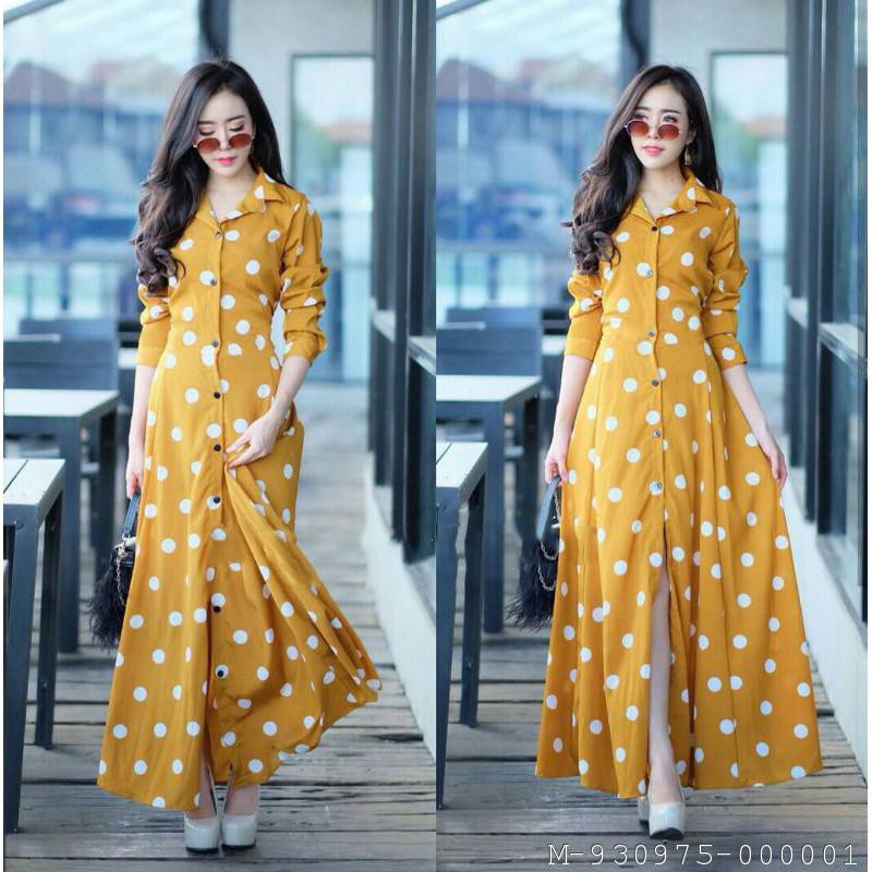 DRESS WANITA PILKA YELLOW