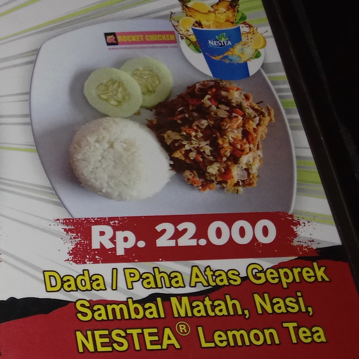 Dada Paha Atas Geprek Sambal Matan Nasi Nestea Lemon Tea