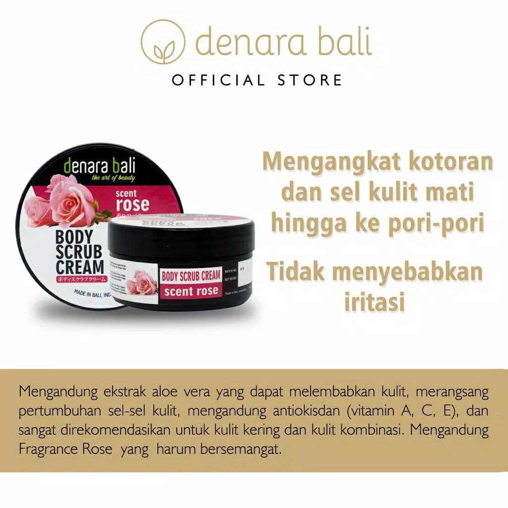 Denara Bali Body Scrub Cream Lulur Cream Rose 100gr 2