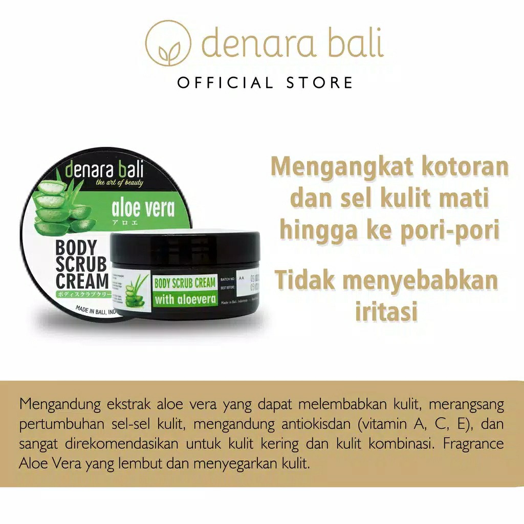 Denara Bali Body Scrub Cream Lulur Krim Aloevera 100gr 2